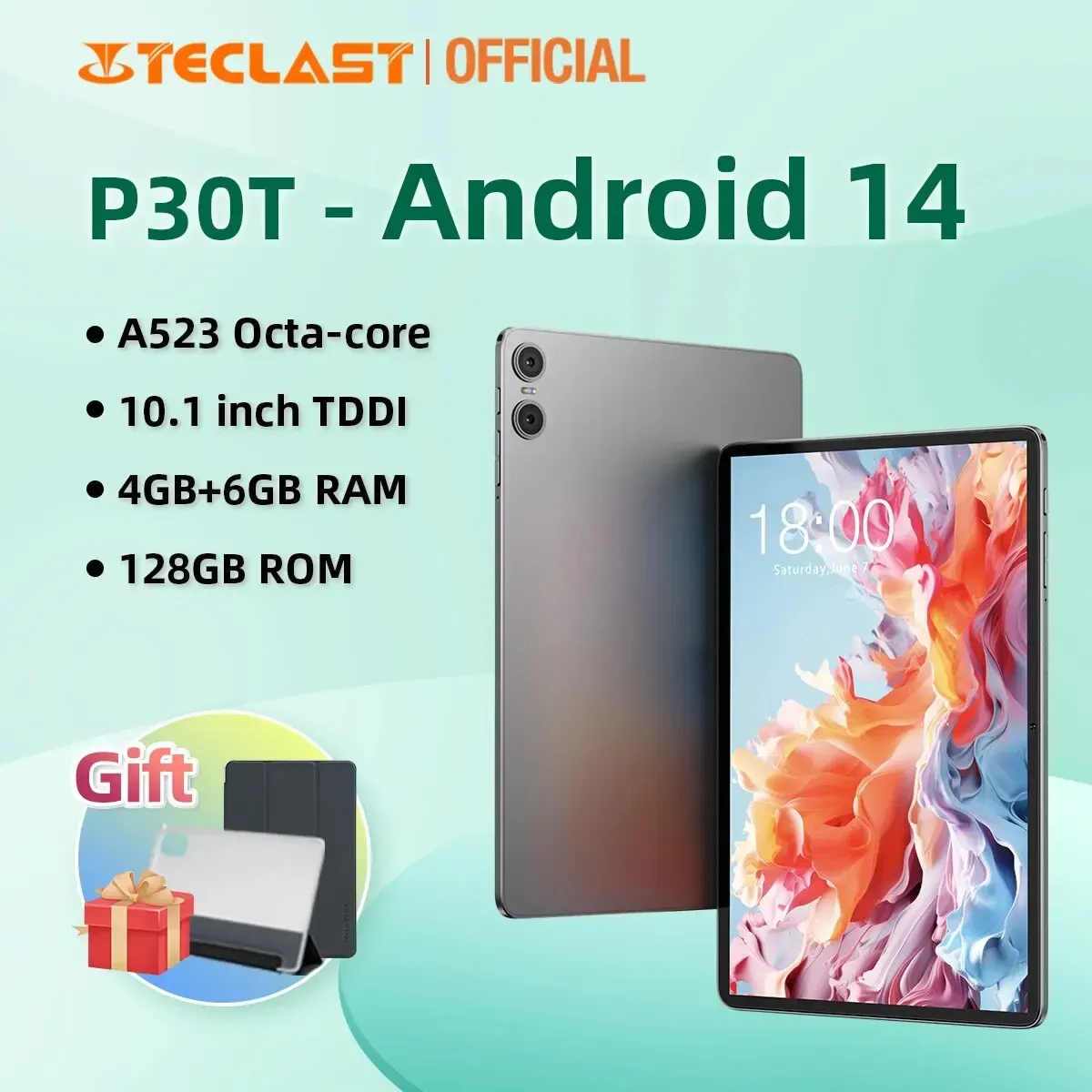 [Taxa Inclusa/Moedas] Tablet Teclast P30t Android 14, 10.1 &Quot;, Cpu A523 8 Ncleos, 4gb + 6gb De Ram, 128gb Rom, Wi-Fi 6, Tipo-C, Bateria 6000mah